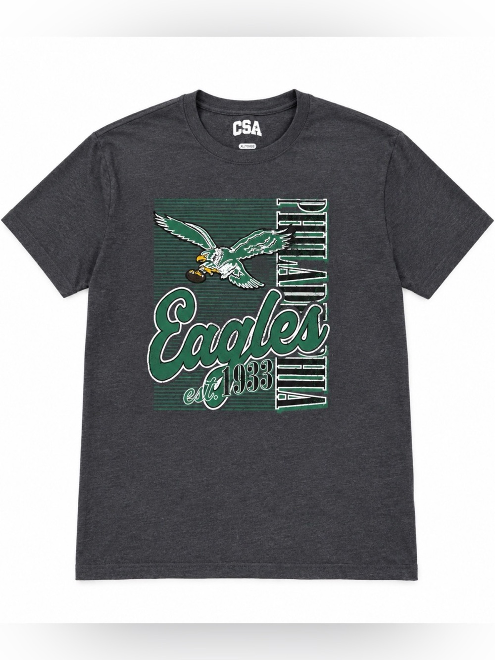 CSA Charcoal Philadelphia Eagles Graphic Tee - Green Logo